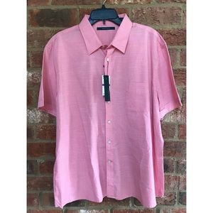 NWT Perry Ellis coral/rose short-sleeve shirt XXL
